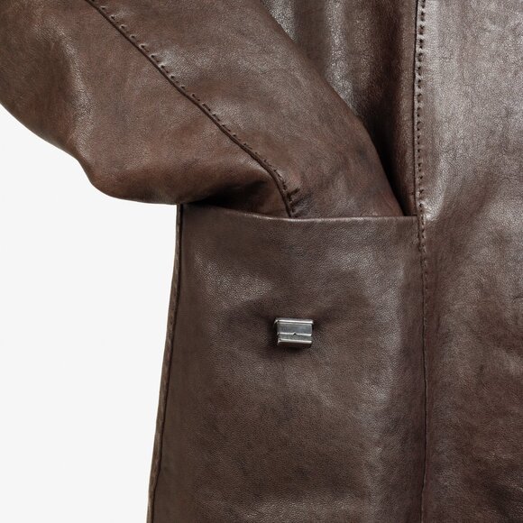 Jean Paul Gaultier Vintage Brown Turnlock Detail Leather Jacket - Picture 7 of 14